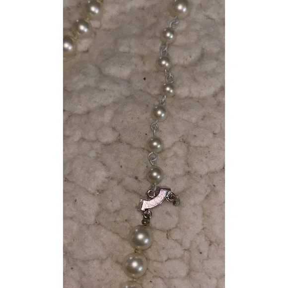 Majorica Set of Pearls: Double Strand Necklace, Need Repair Clasp Rhinestones - Picture 4 of 6